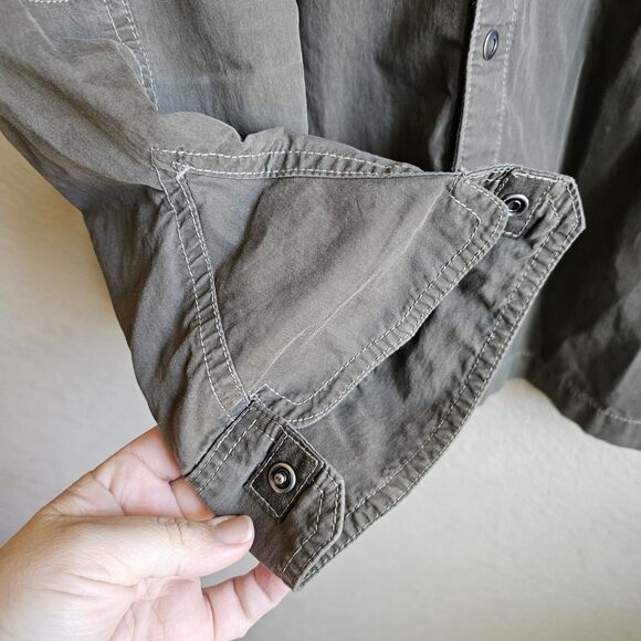 kuhl mens shirt large Snap Closure Long Sleeve Olive Green Outdoors Hiking - Picture 4 of 6